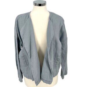 Eileen Fisher Dawn Open Front Organic Linen Jacket Blue Size XS